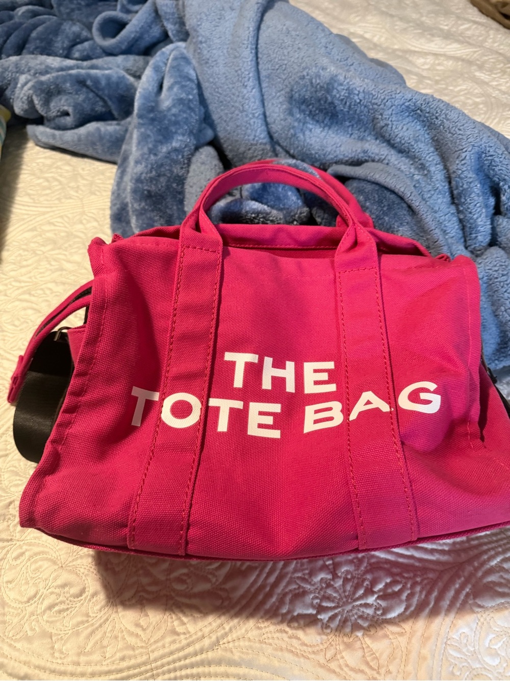 totes Bright Pink Canvas Tote with White Logo